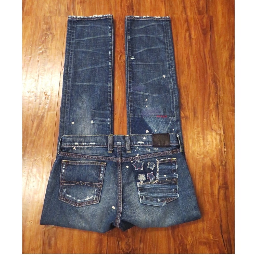 Lucky Brand Riley Slouchy Skinny Jeans‎ 6/28 Distressed Paint Splatter Unique
